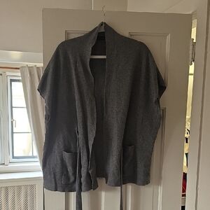 Cozy Open-Front Gray Knit Cardigan